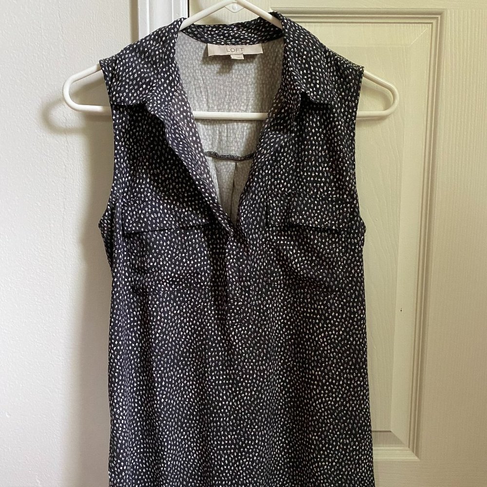 LOFT Black & White Women’s Collared Tank